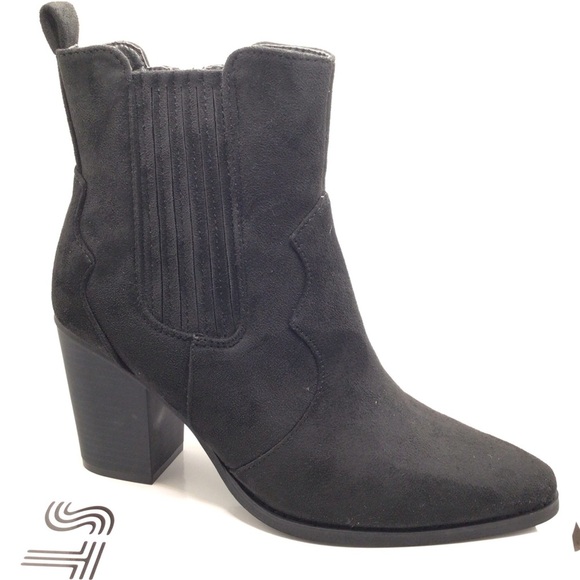Story Brand Womens Black Faux Suede Casey Ankle Bootie Size 8 - Picture 1 of 7